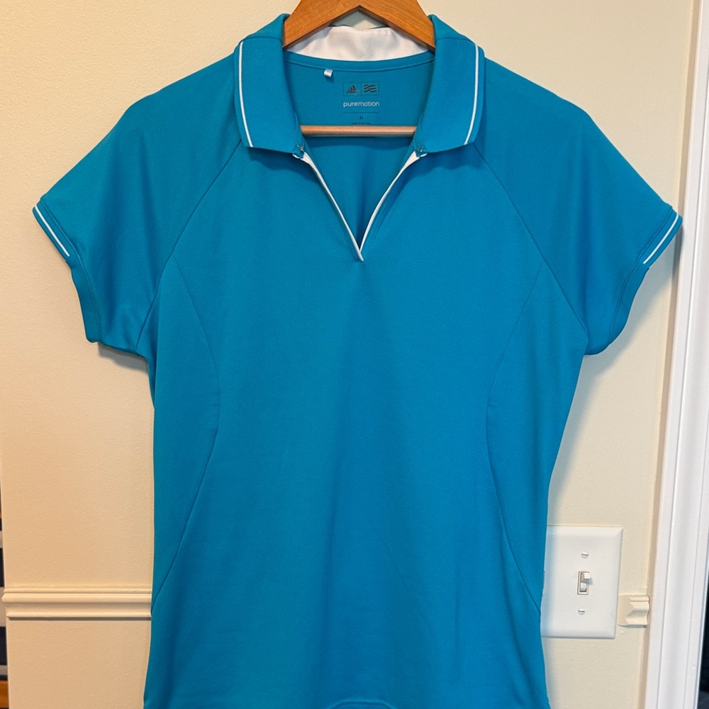 adidas Women's Teal Athletic Polo with White Trim
